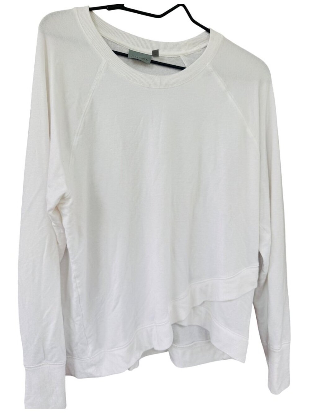 Athleta Serenity Criss Cross Top White Long Sleeve Pullover Sweatshirt Womens XL